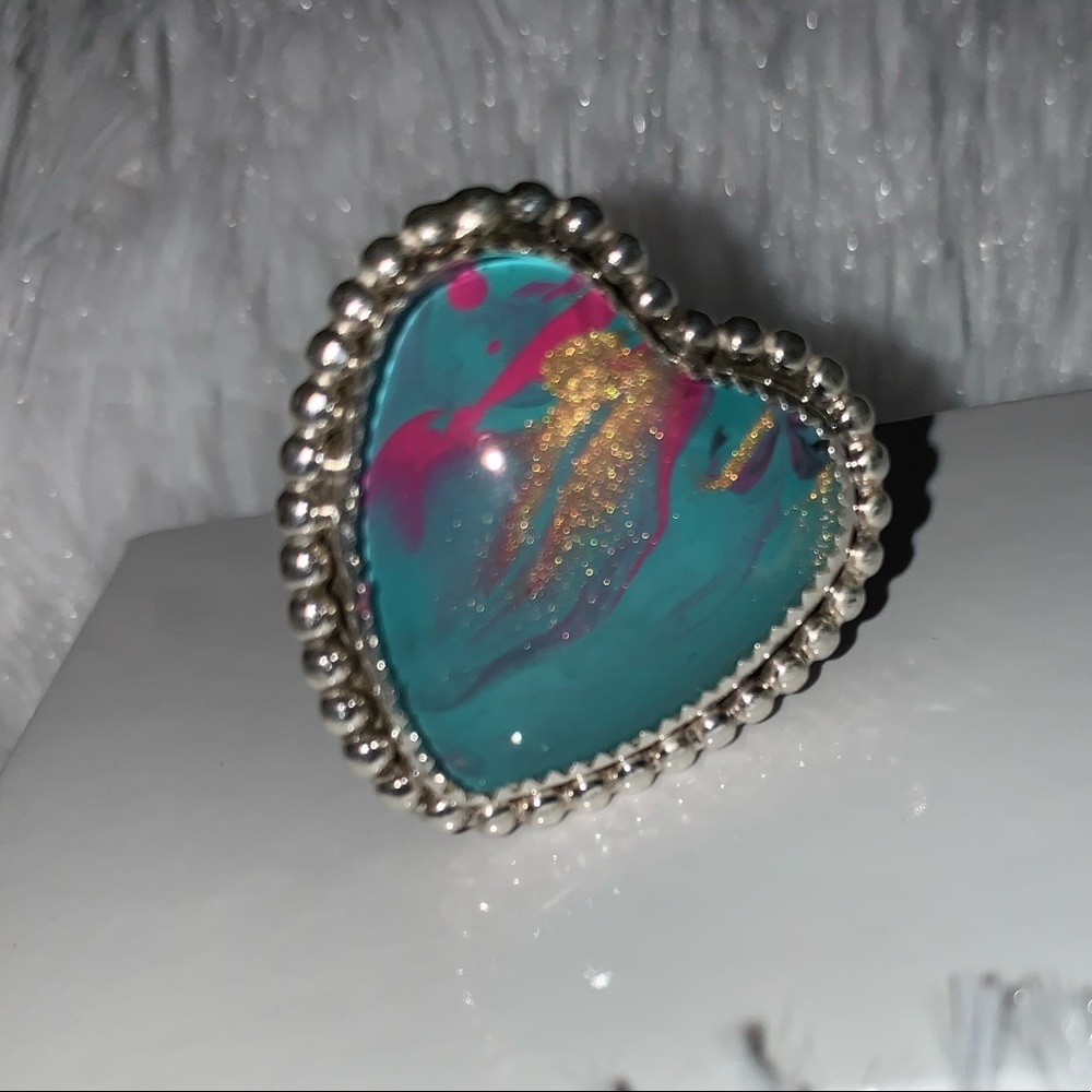 M&S Custom glass sterling silver ring.